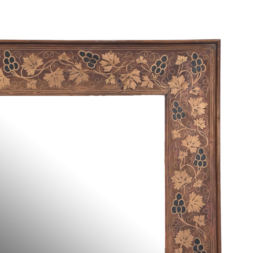 Metal inlay walnut mirror