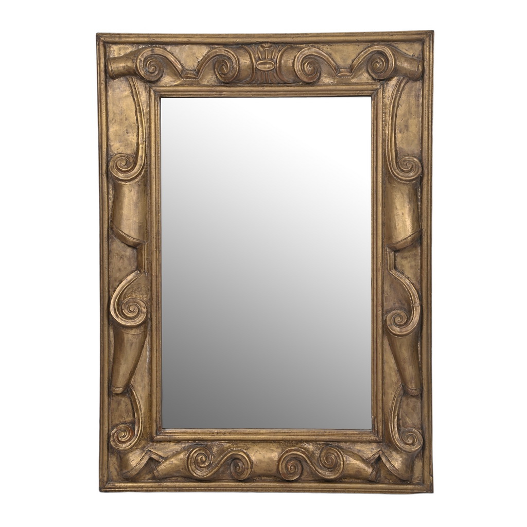 Rome carved mirror  antique gold