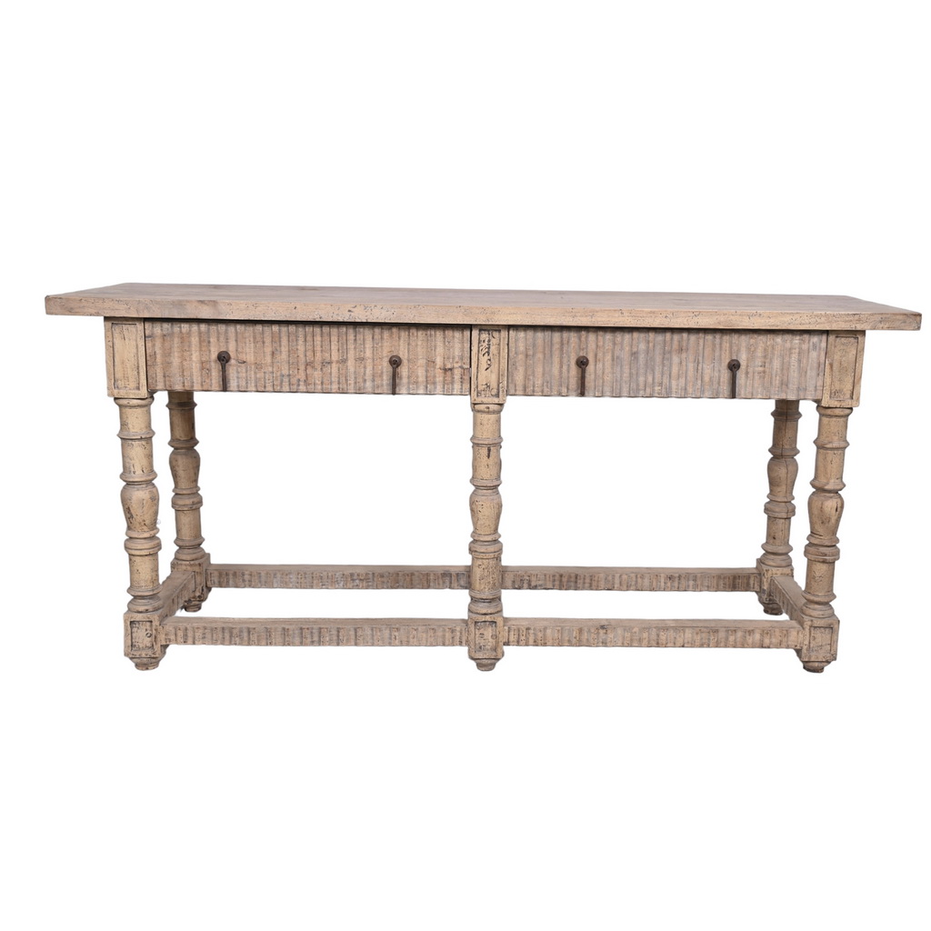 Natural Boho Carved Console Table