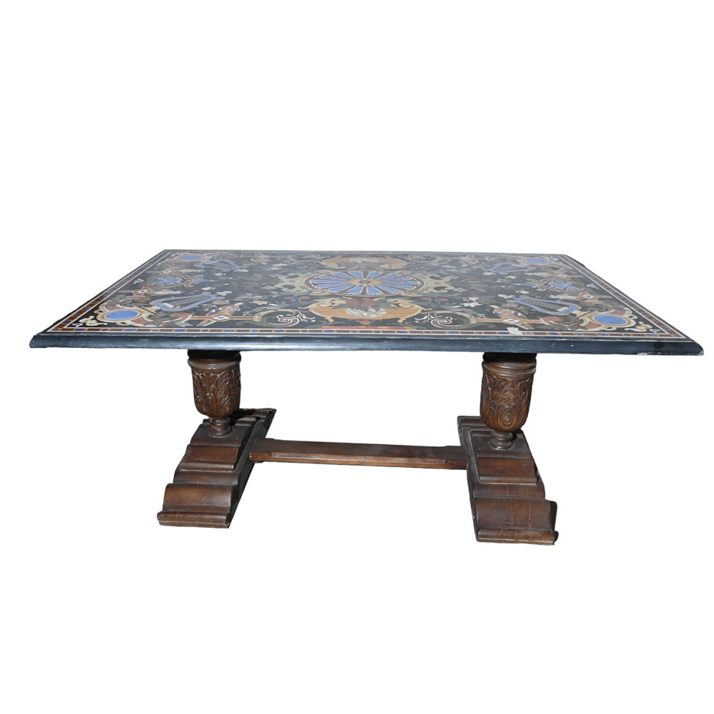 Stone inlay dining table