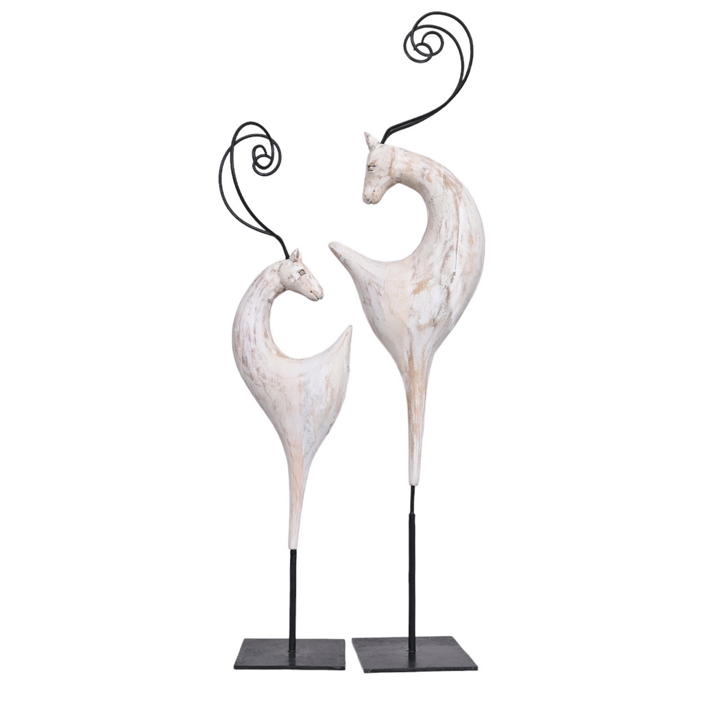 Abstract animals on iron stand - set of 2