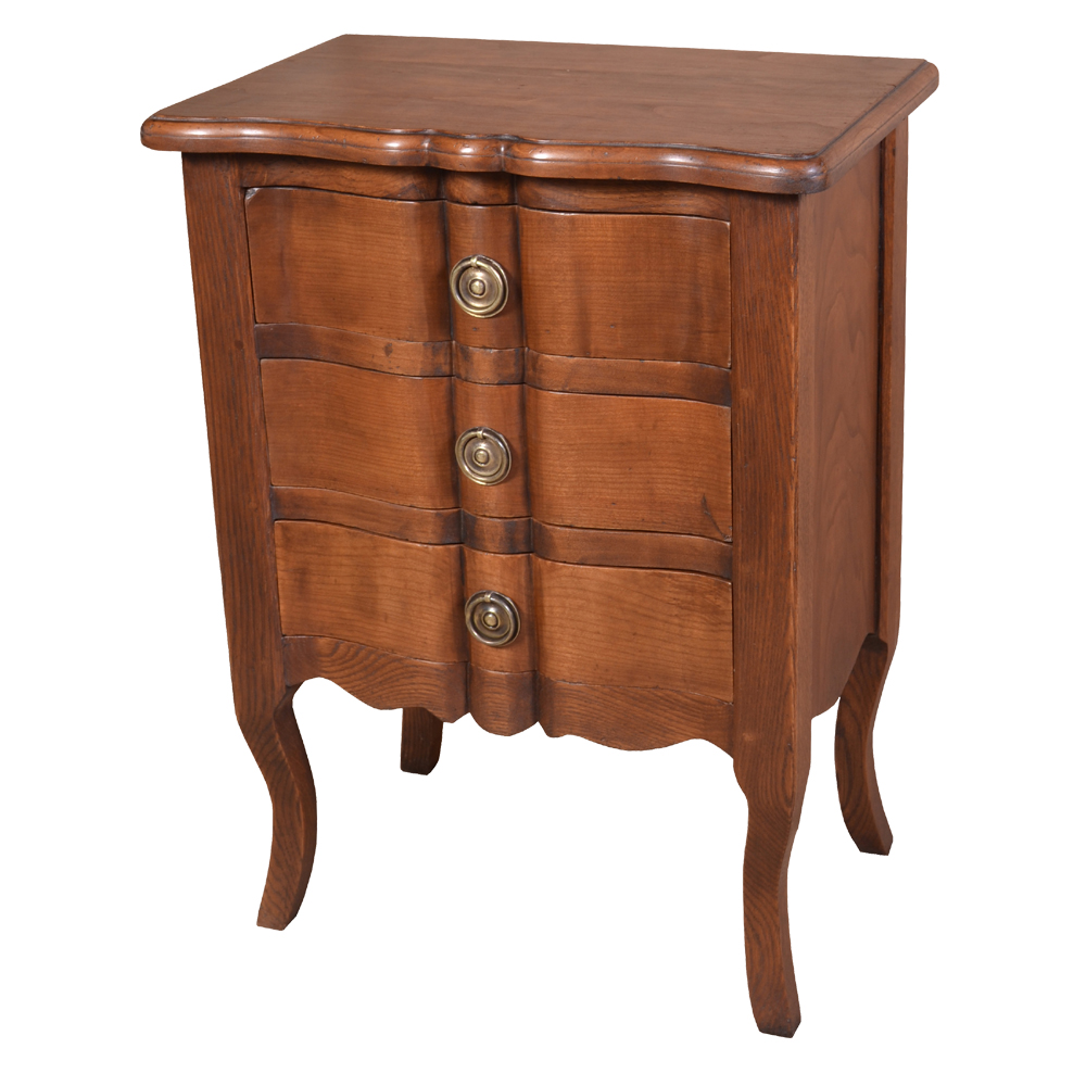 Quaint three drawer bedside table