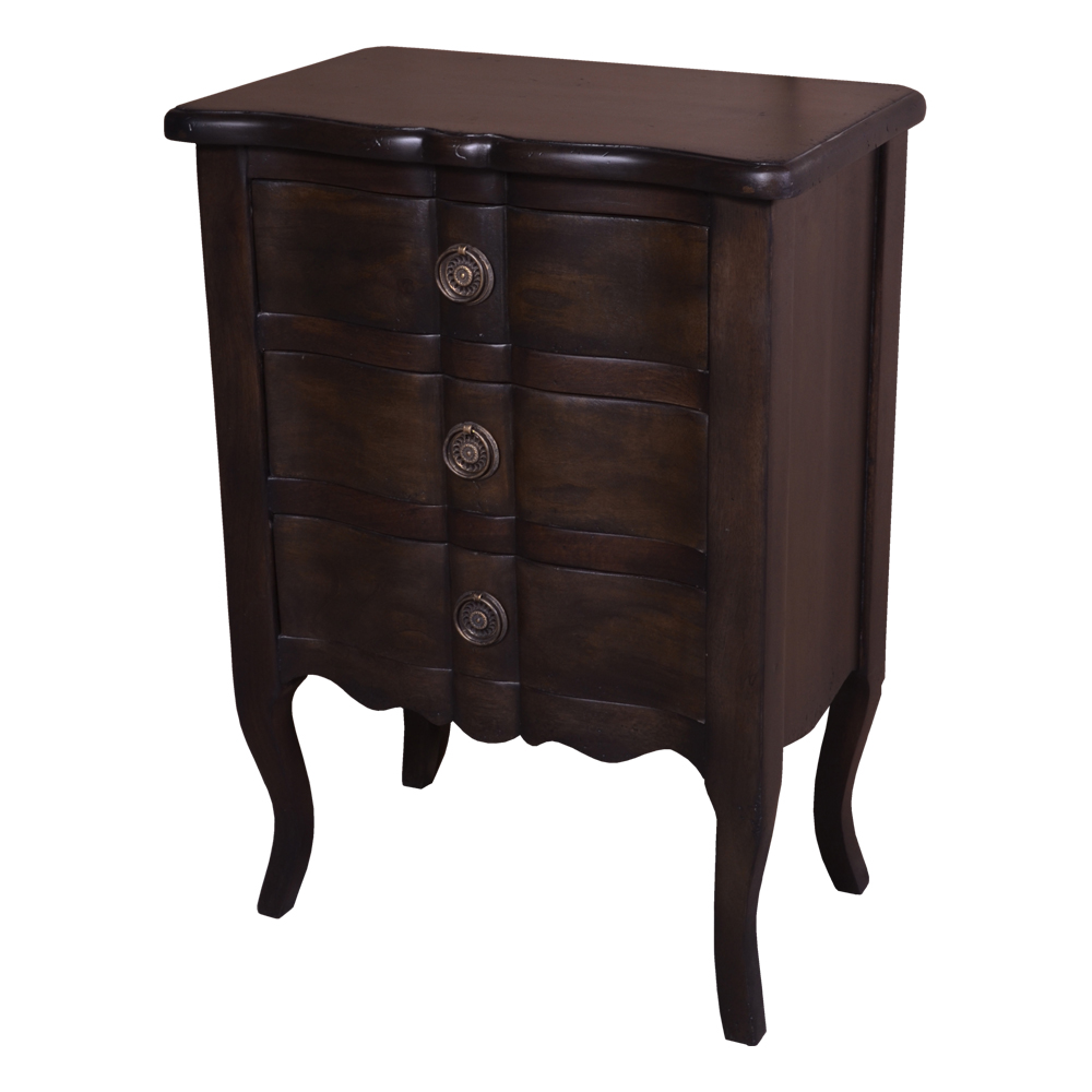 Quaint three drawer bedside table