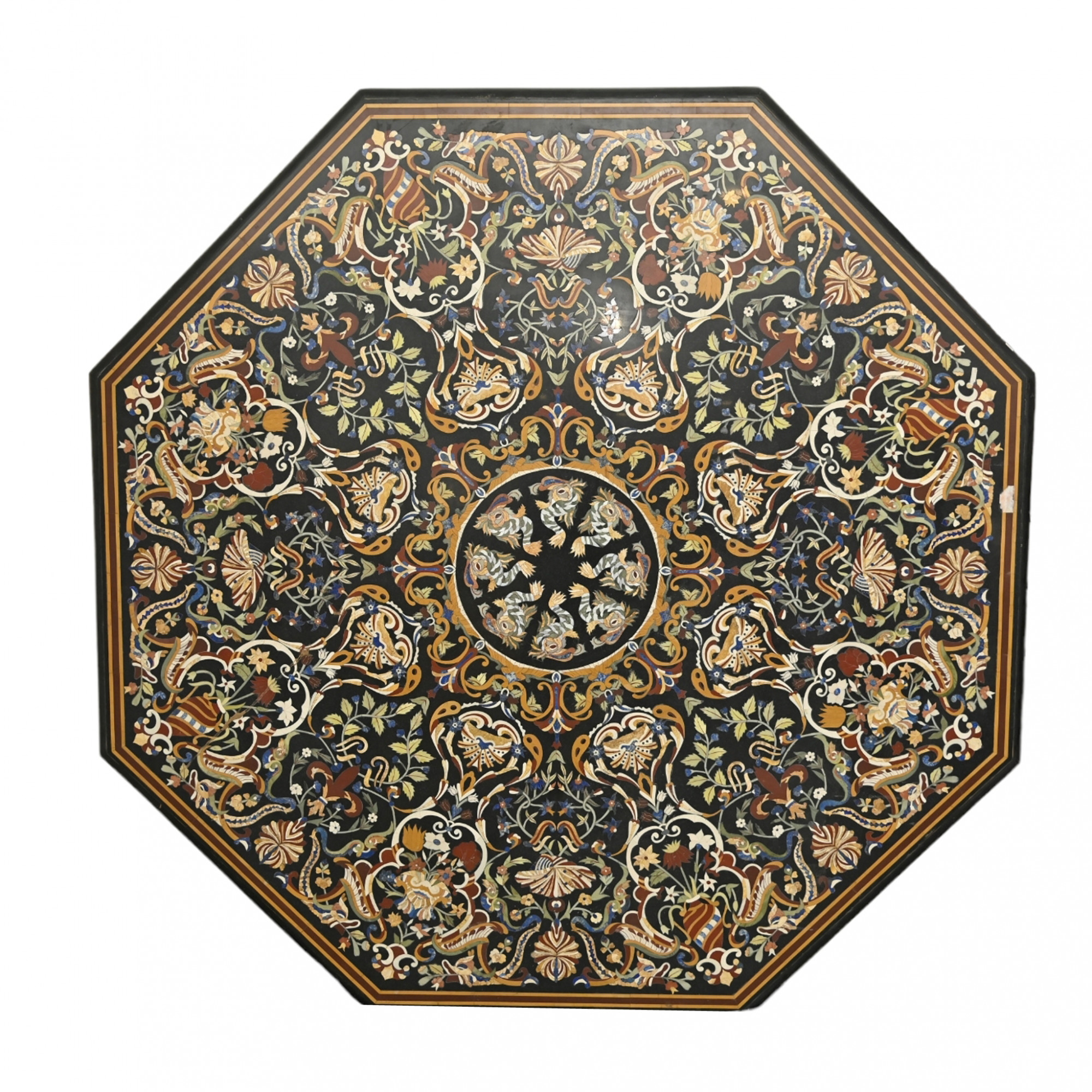 Stone inlay dining table top