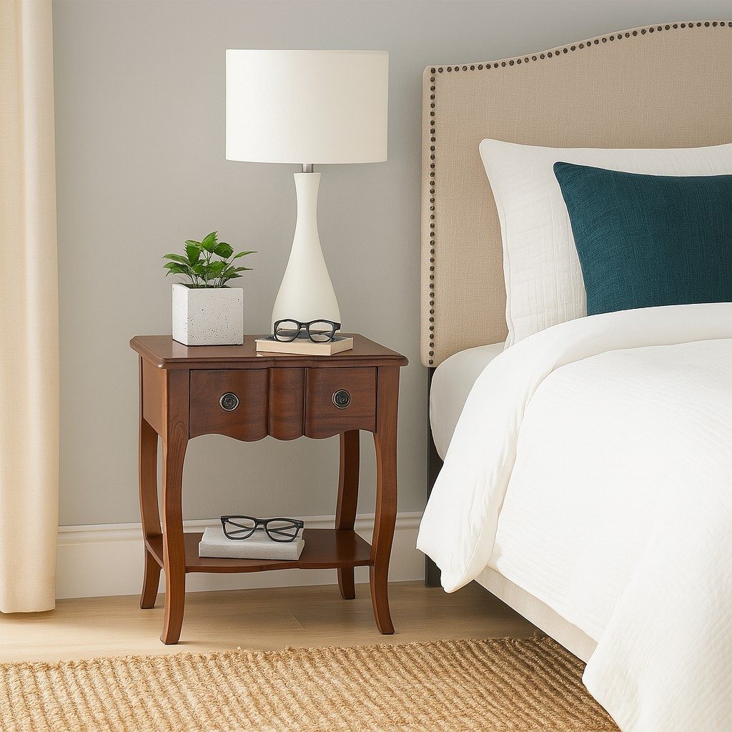 French Classic Wooden Bedside Table