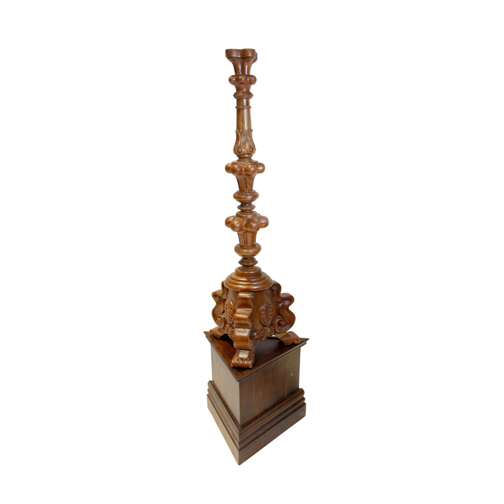 Carved wooden candle stand