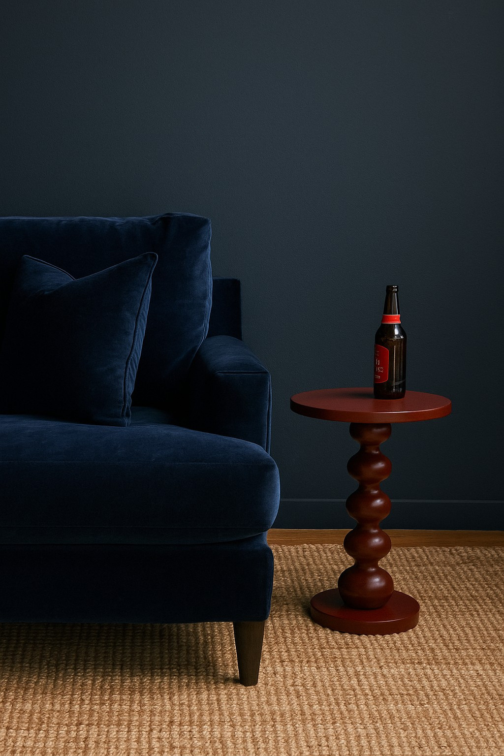 Red Sculptural Pedestal Side Table