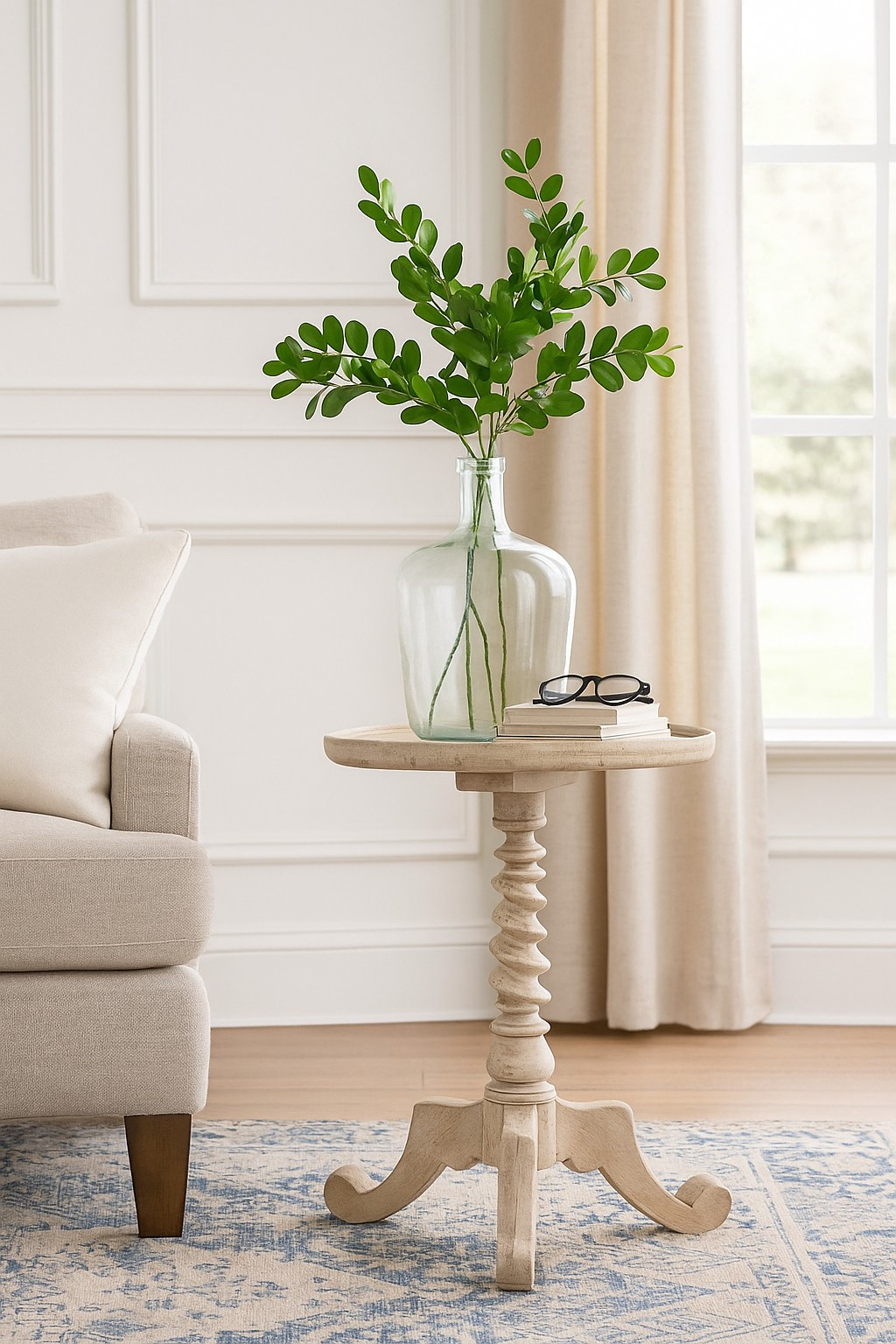 Solid Wood 3 Legs End Table-