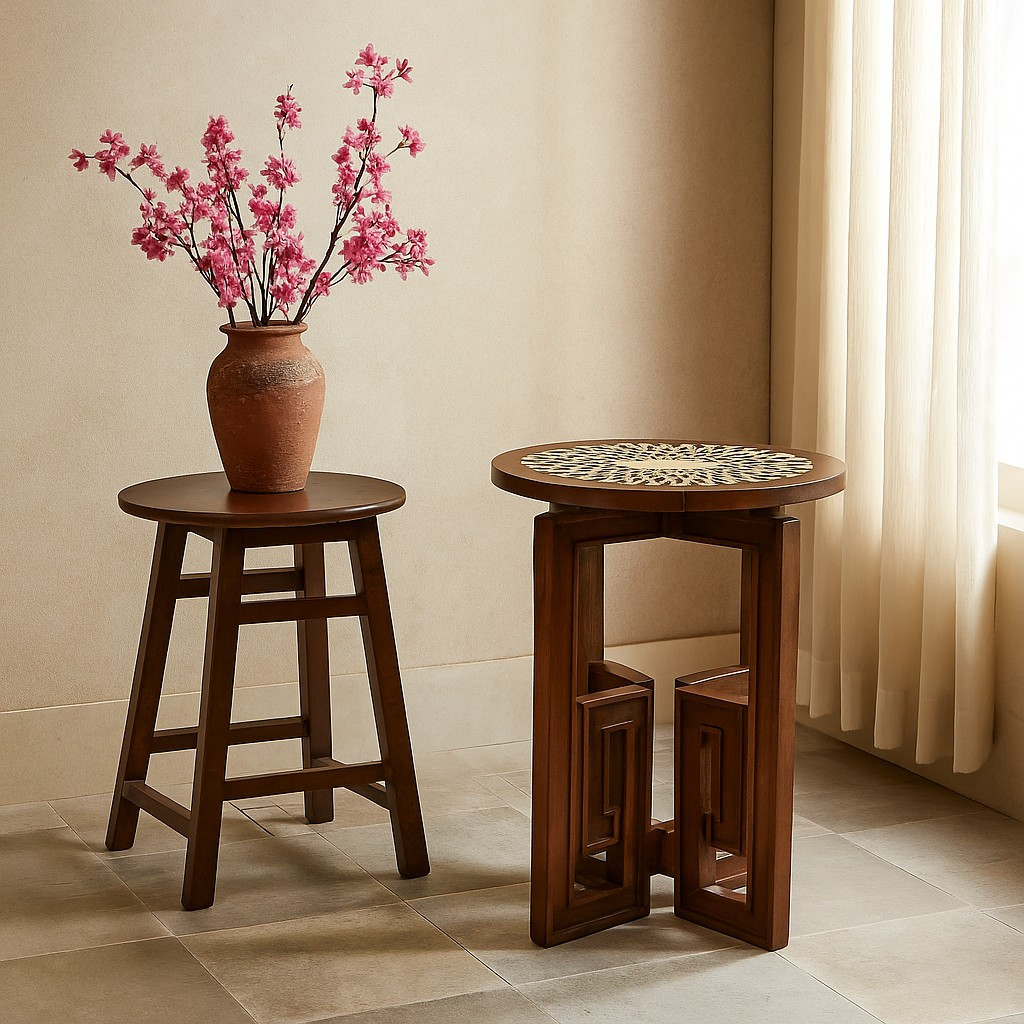 Small Flavian Side Table - wood Stone