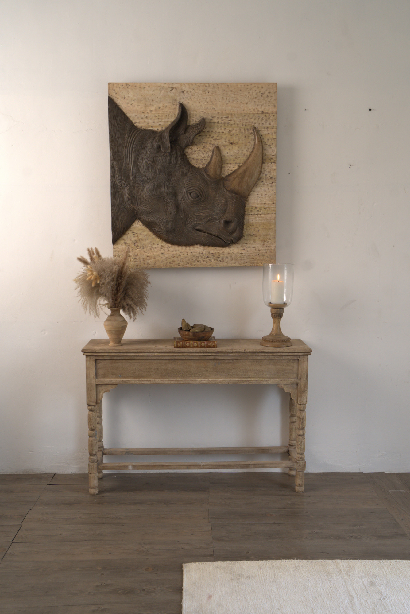 Rustic Rhino Relief Wall Art