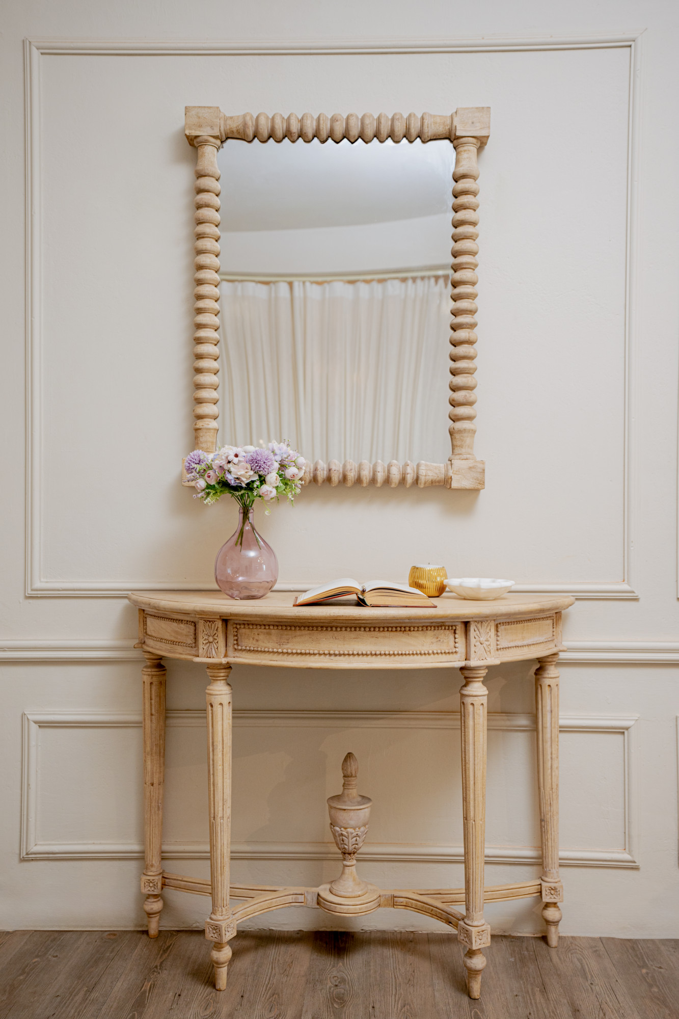 Ornate half round console