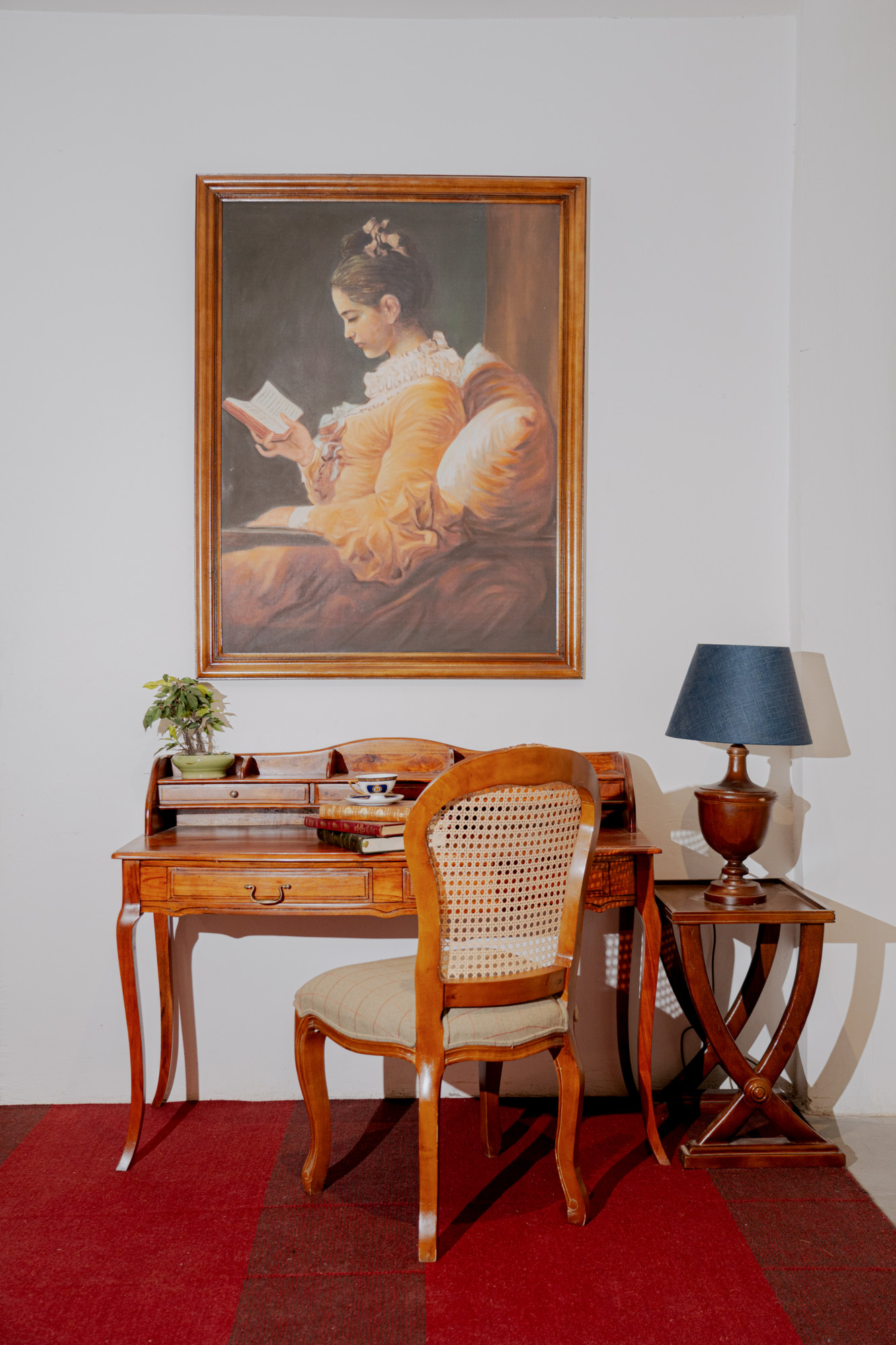 Girl reading oil painting