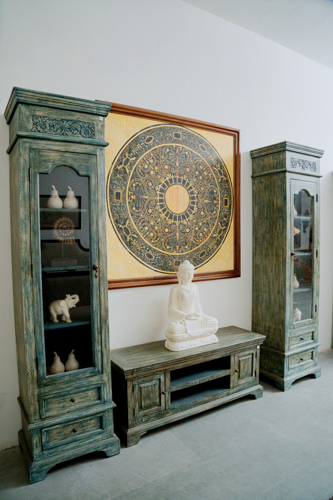 Teal country tv console