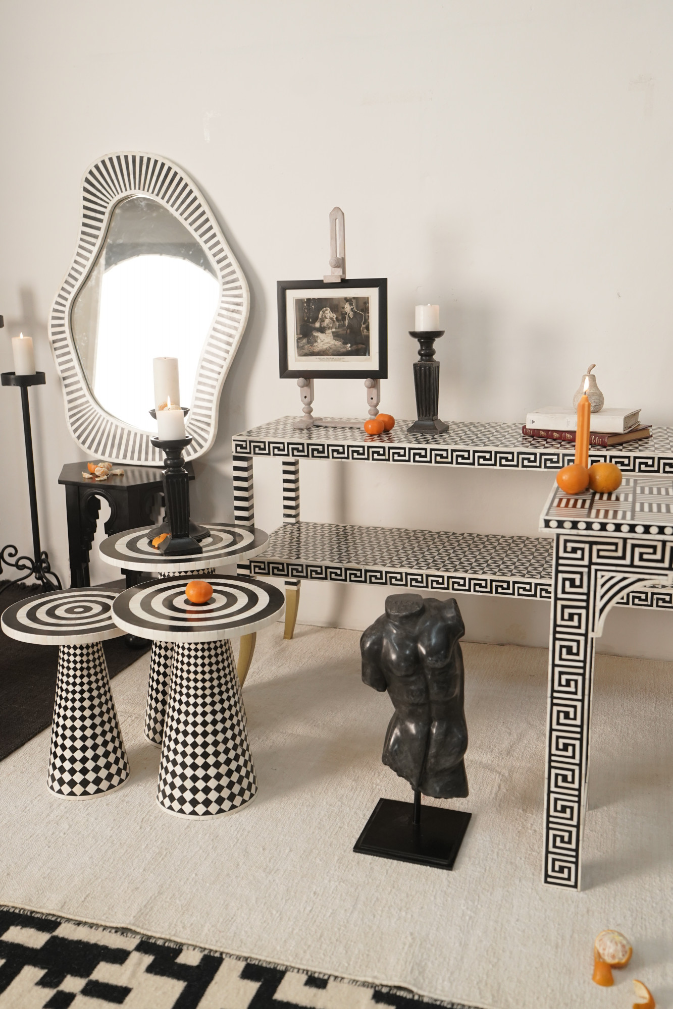 Optic Nesting Side Tables  Living Mosaic- set of 3