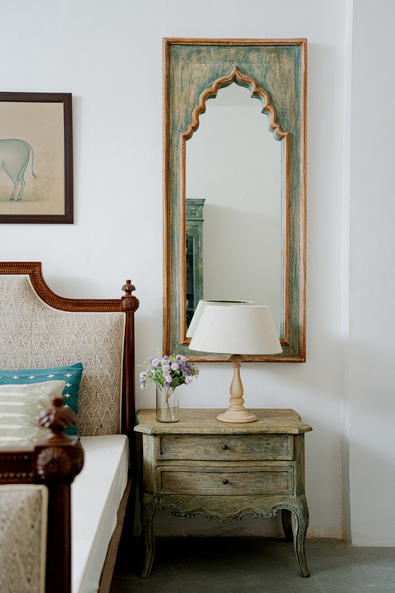 Teal Arched Mirror