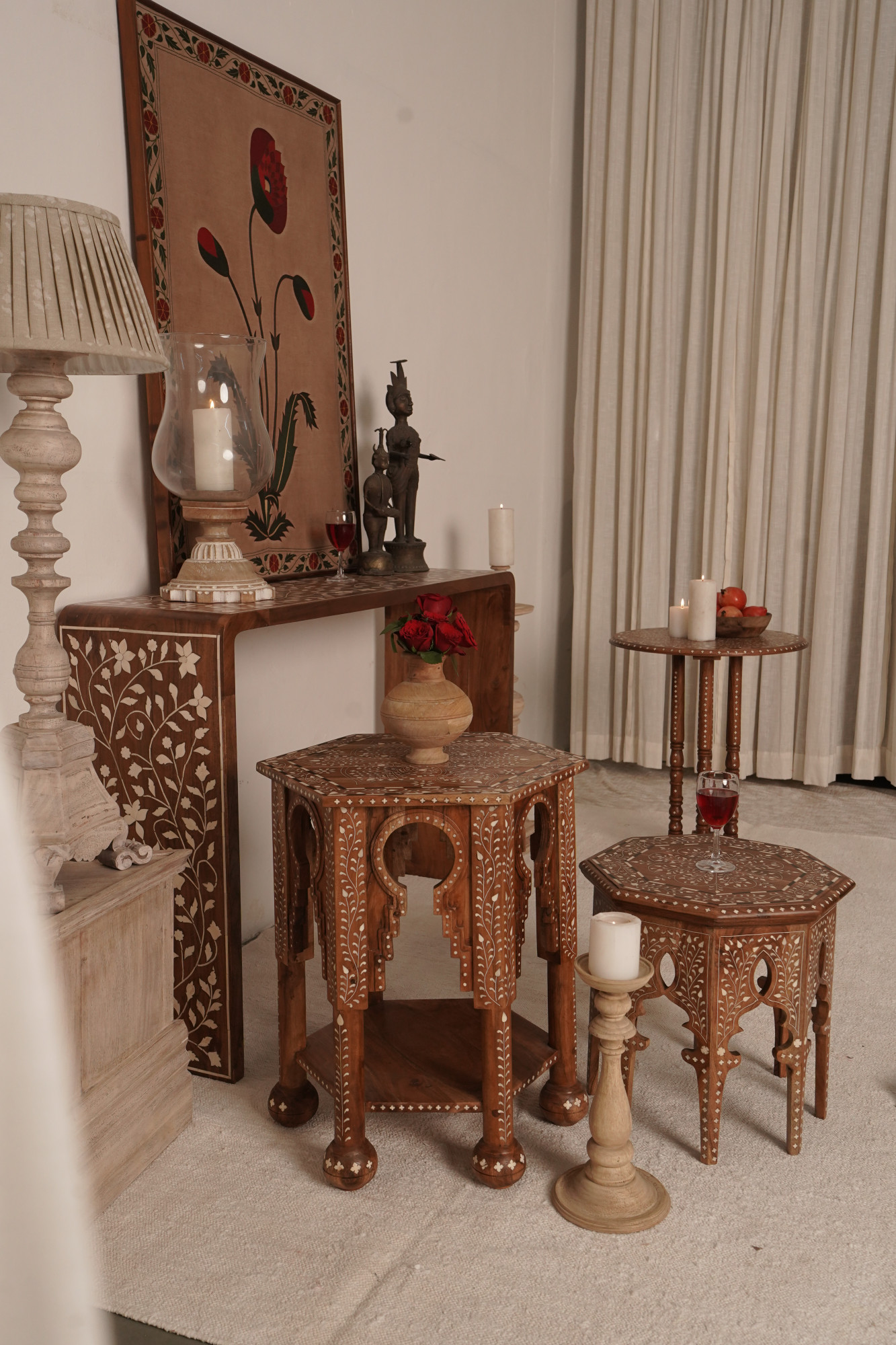 Nargis Octagonal Inlay Side Table