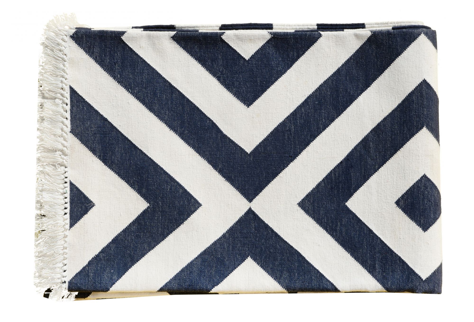 Blue and white zulu geometric rug