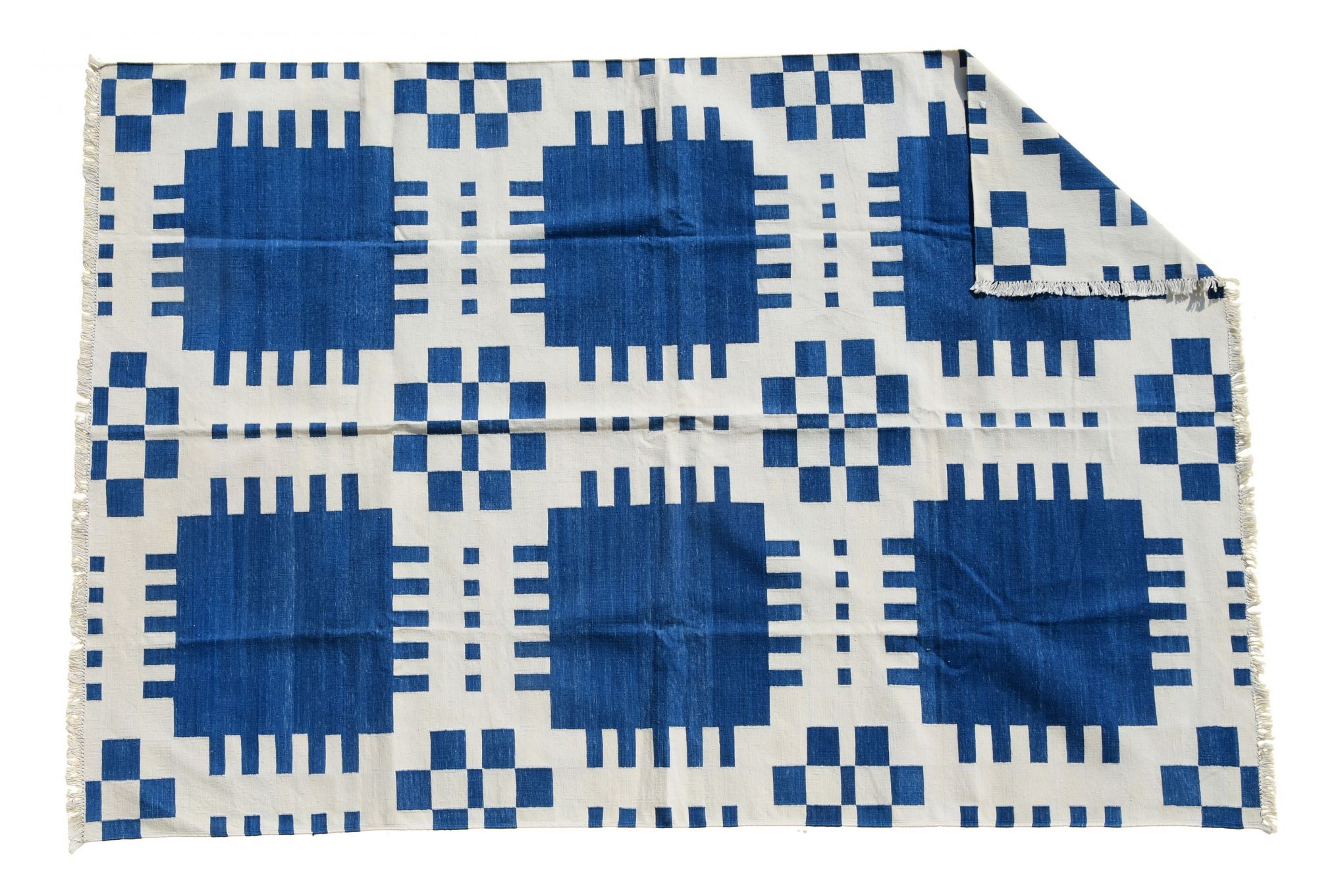 Khes blue and white rug