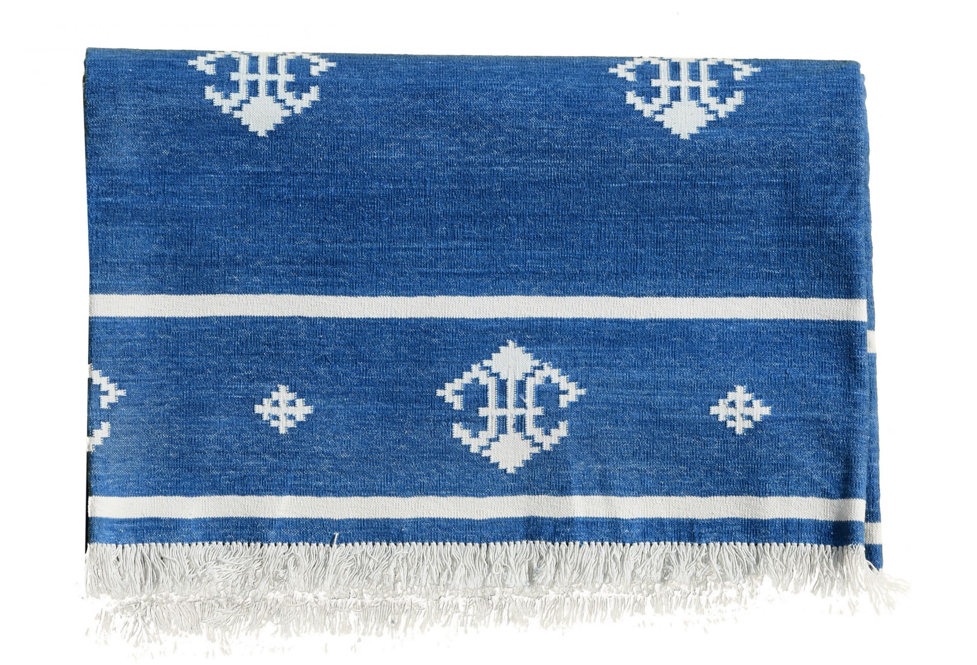 Fleur de lis blue and white rug