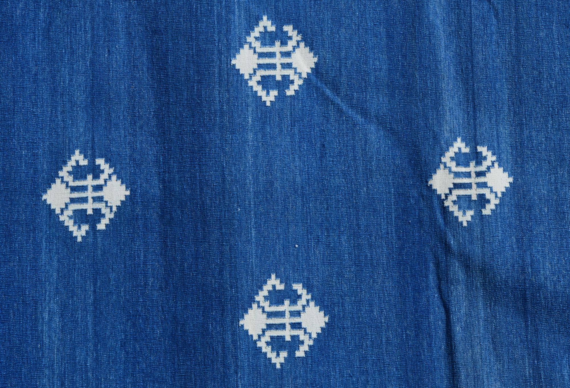 Fleur de lis blue and white rug