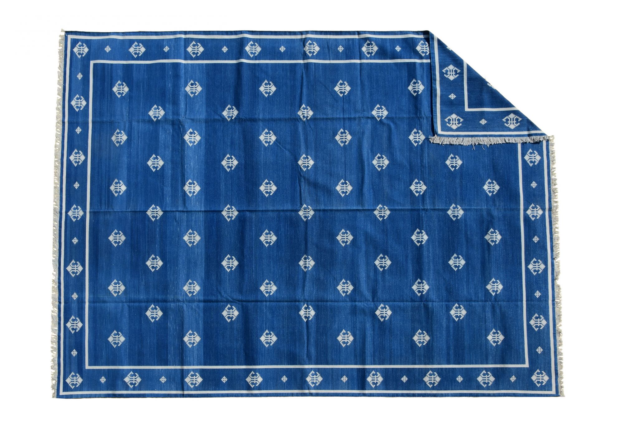 Fleur de lis blue and white rug