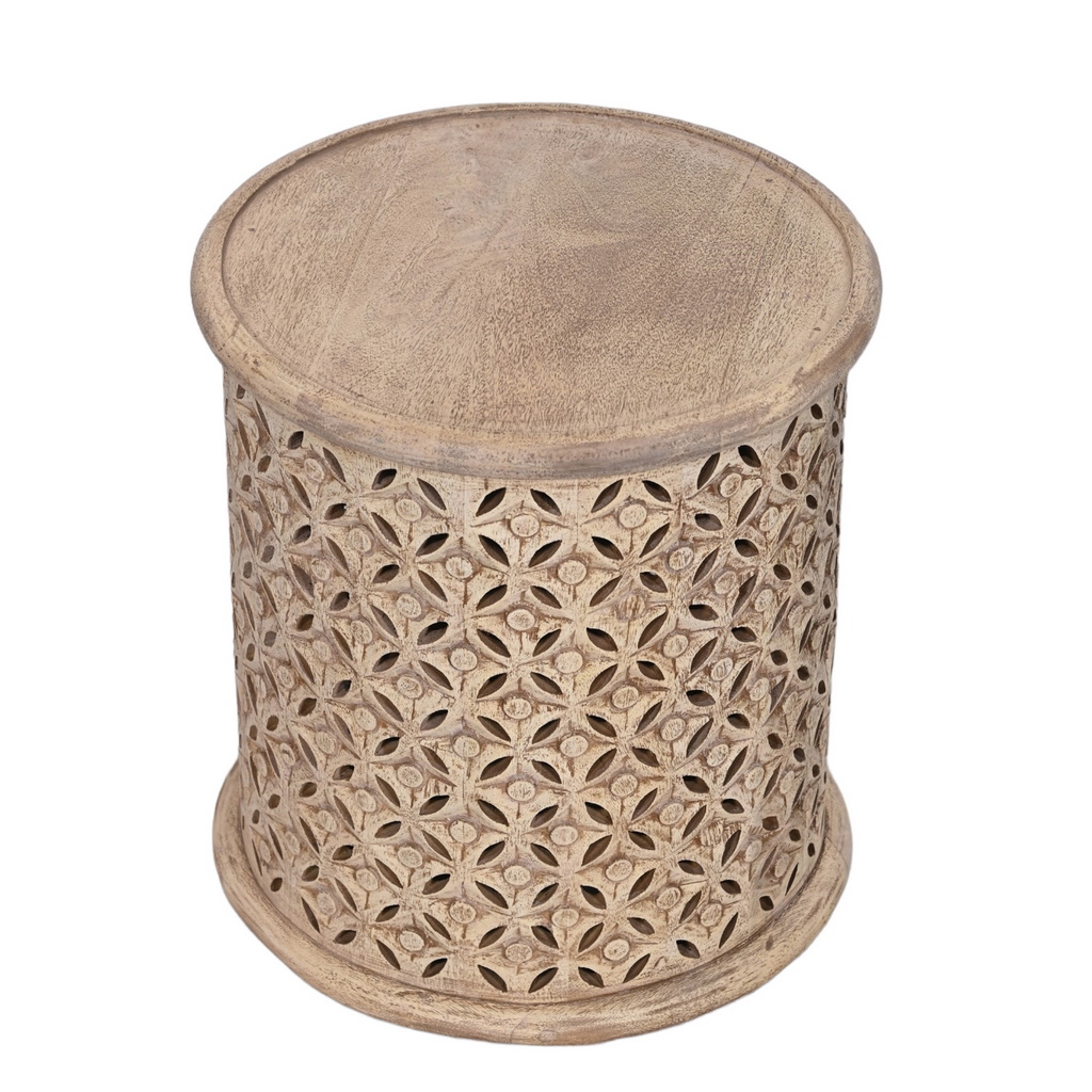 Tribal carved wooden side tables