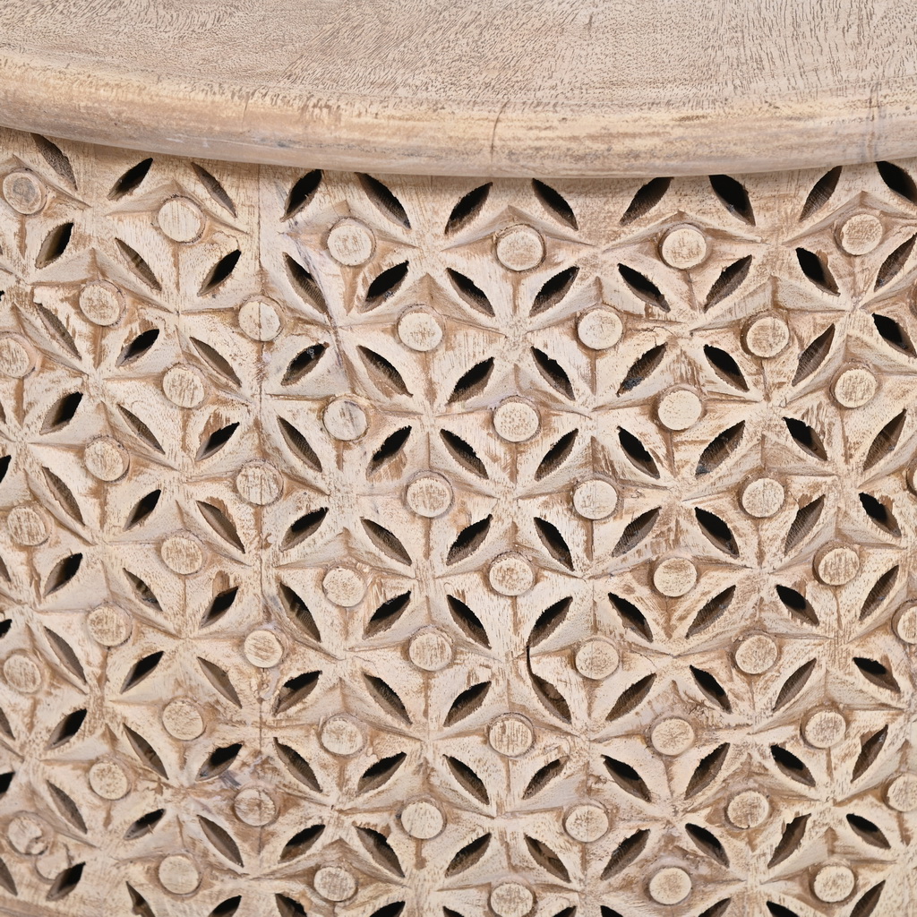 Tribal carved wooden coffee table