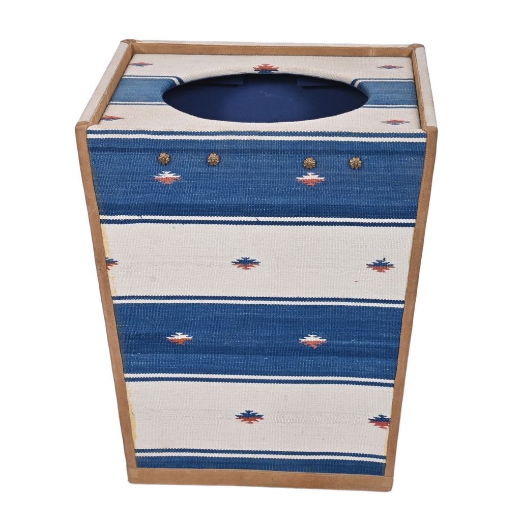 Dhurrie upholstered laundry bin