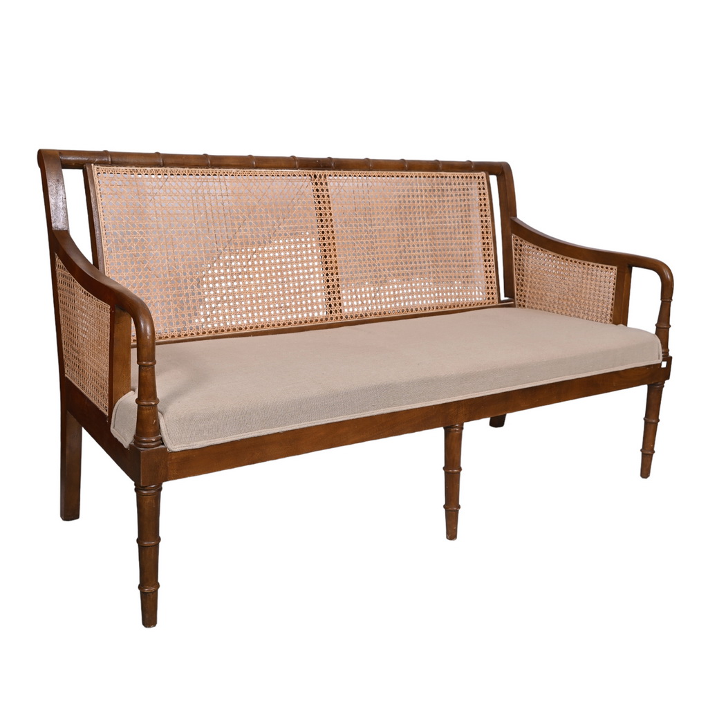 Rattan walnut sofa