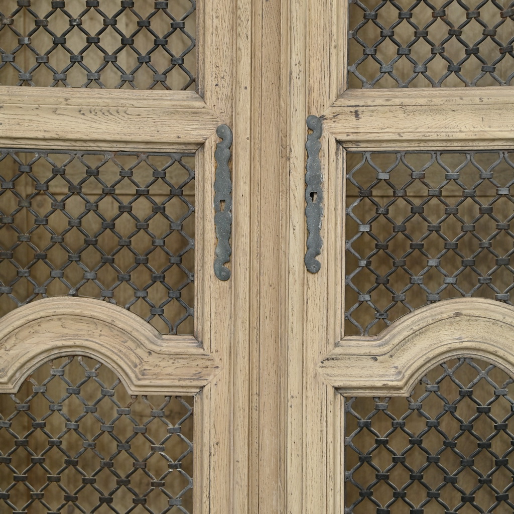 Farmhouse cabinet with iron inserts