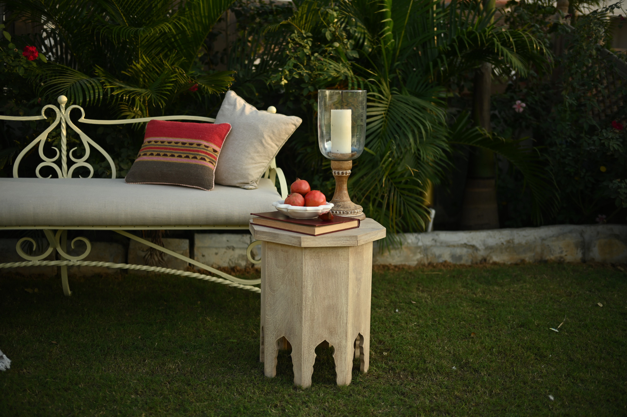 La RoseraieUpholstered Wrought Iron Bench