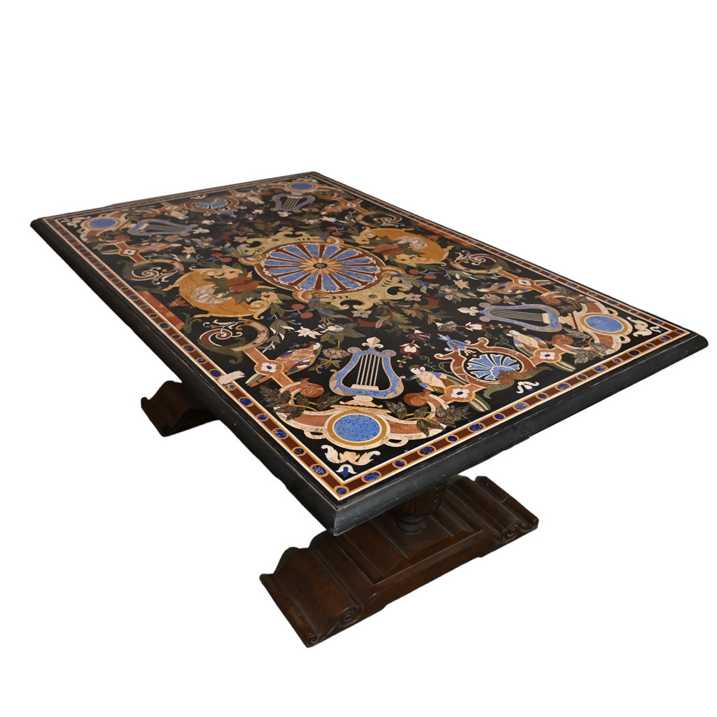 Stone inlay dining table
