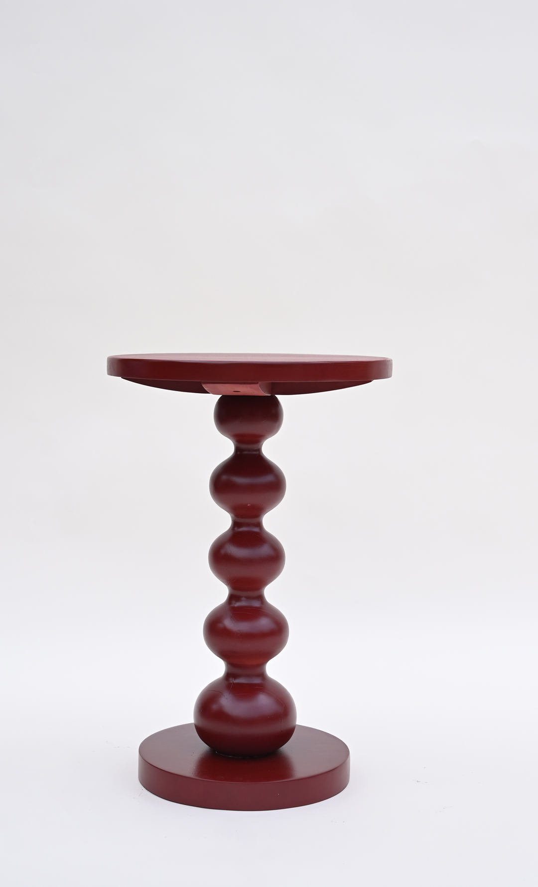 Red Sculptural Pedestal Side Table