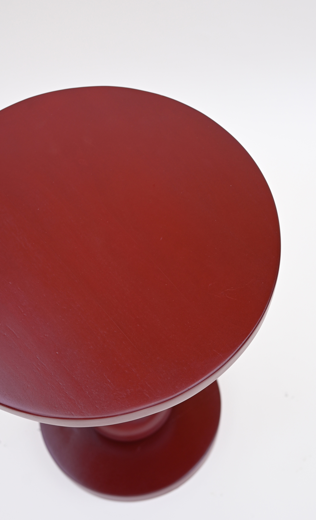 Red Sculptural Pedestal Side Table