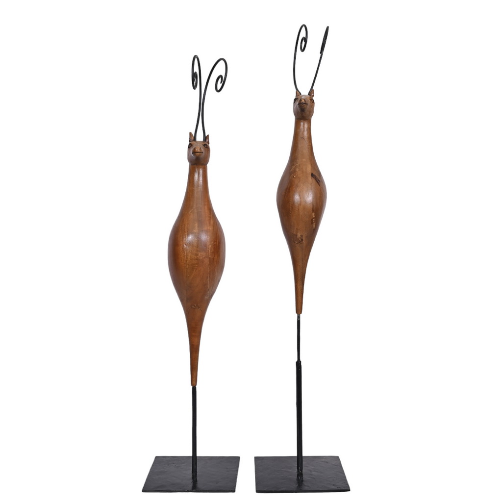 Abstract animals on iron stand - set of 2