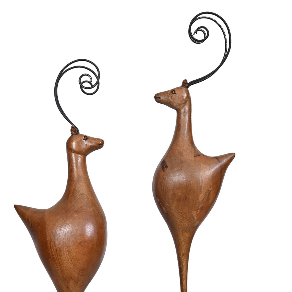 Abstract animals on iron stand - set of 2