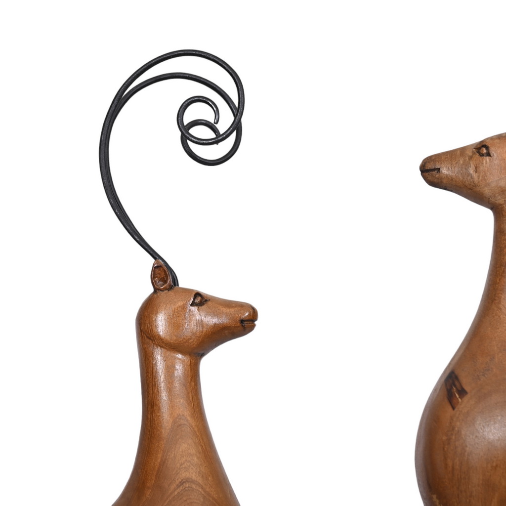 Abstract animals on iron stand - set of 2