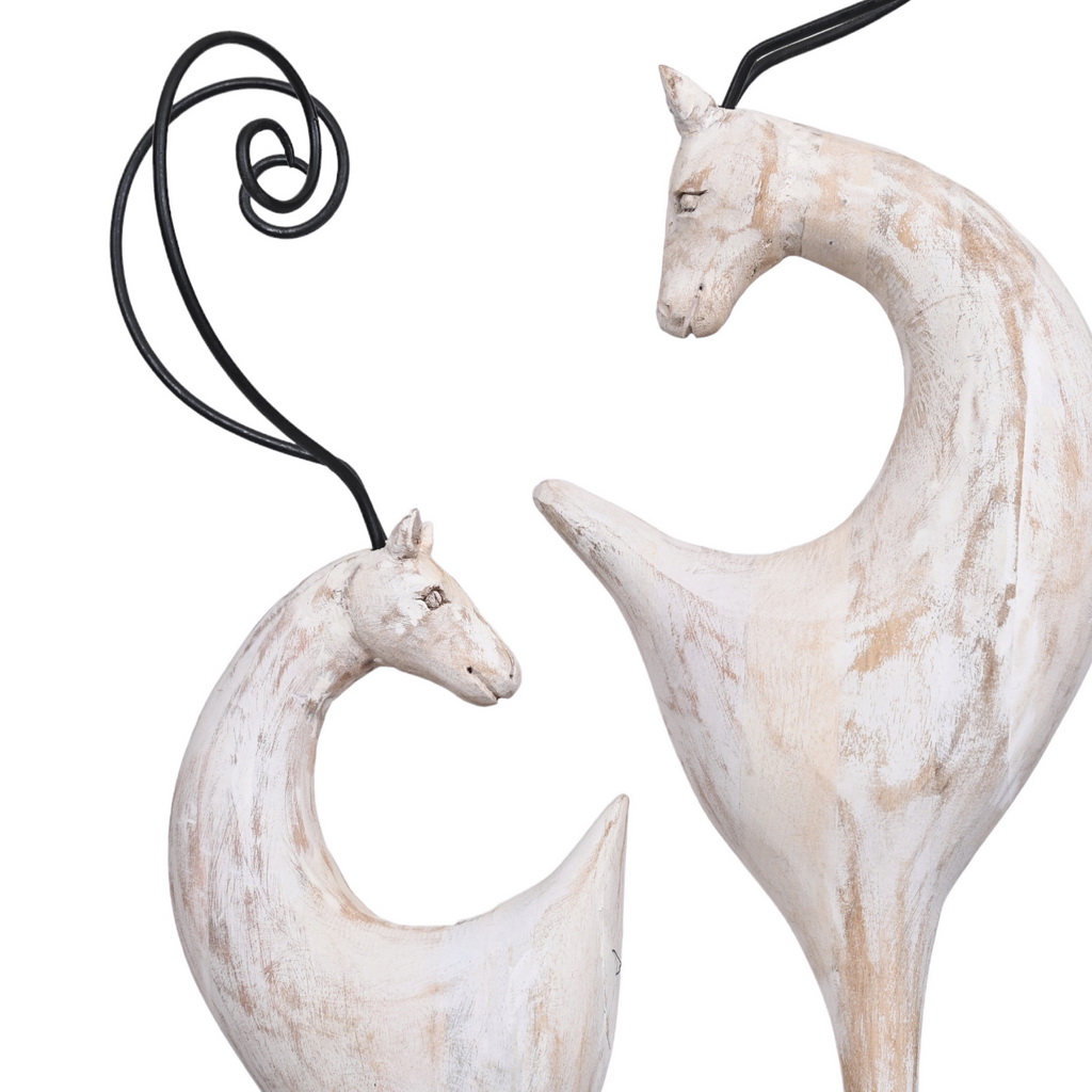 Abstract animals on iron stand - set of 2
