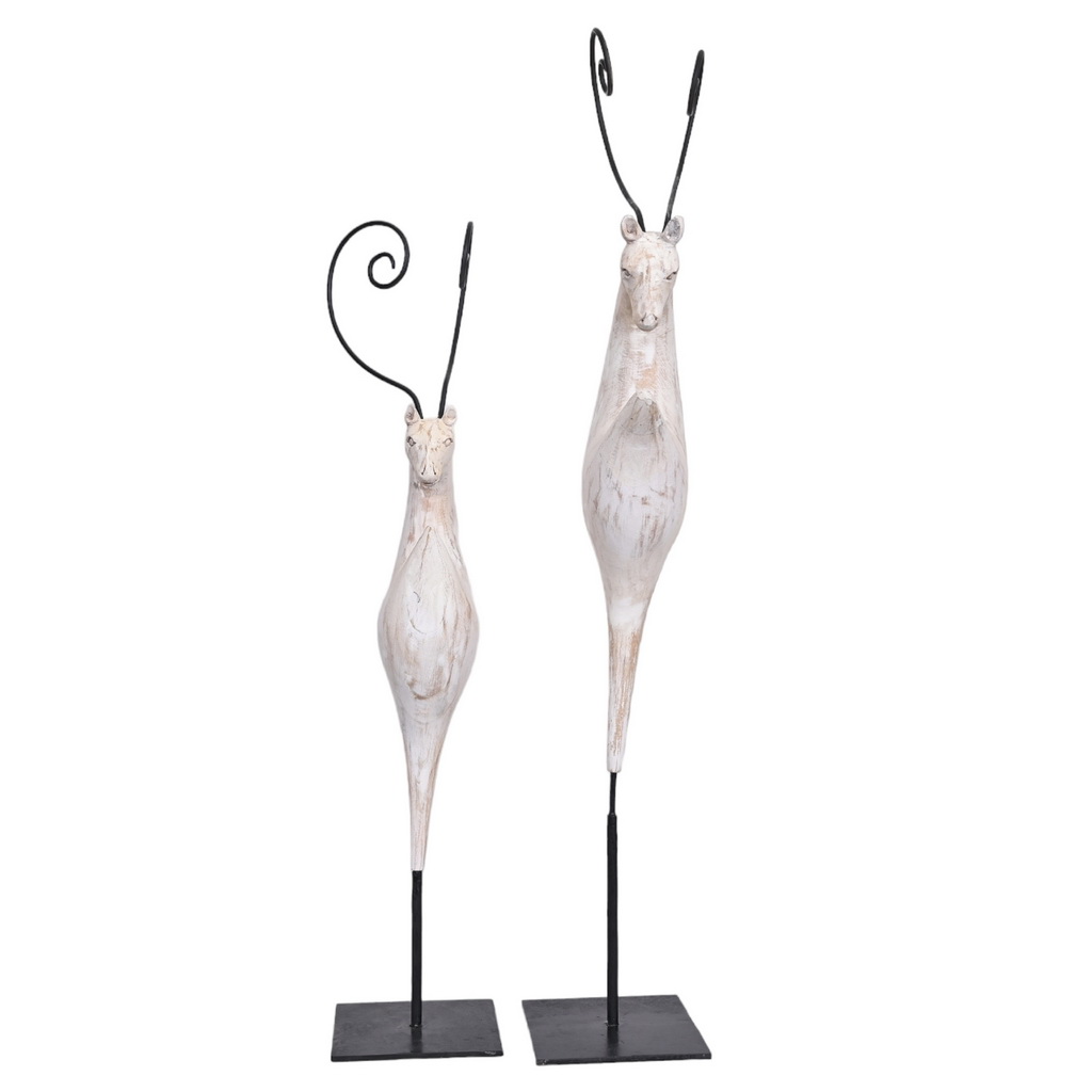 Abstract animals on iron stand - set of 2