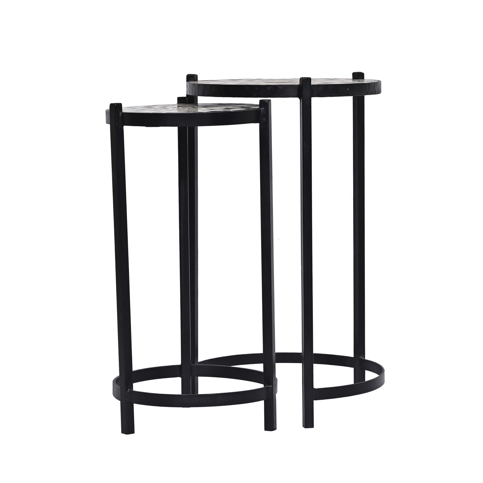 Black and white inlay nesting table