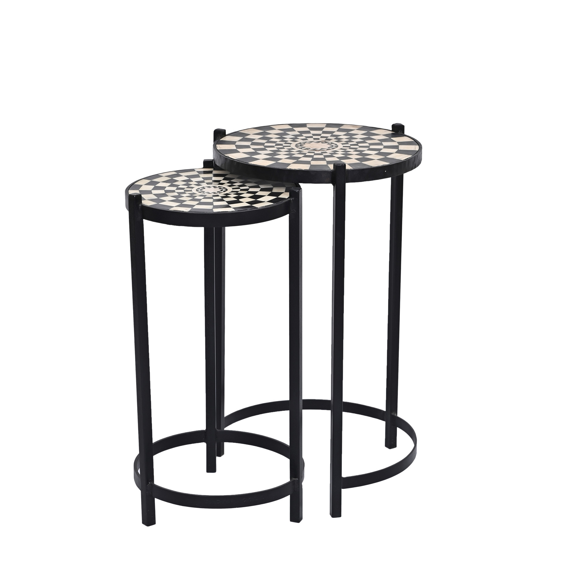 Black and white inlay nesting table