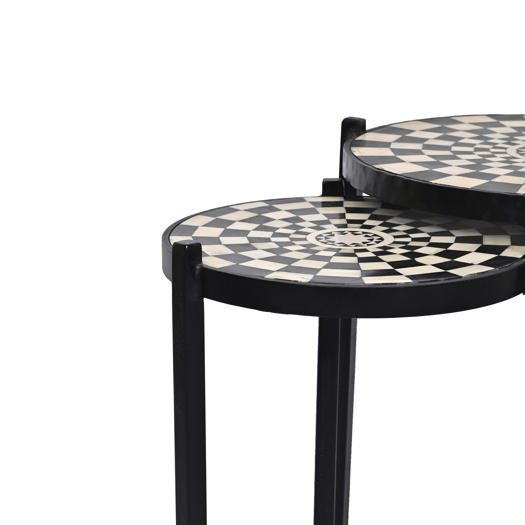 Black and white inlay nesting table
