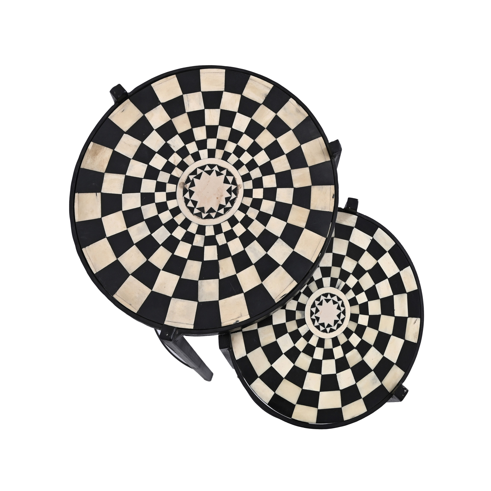 Black and white inlay nesting table
