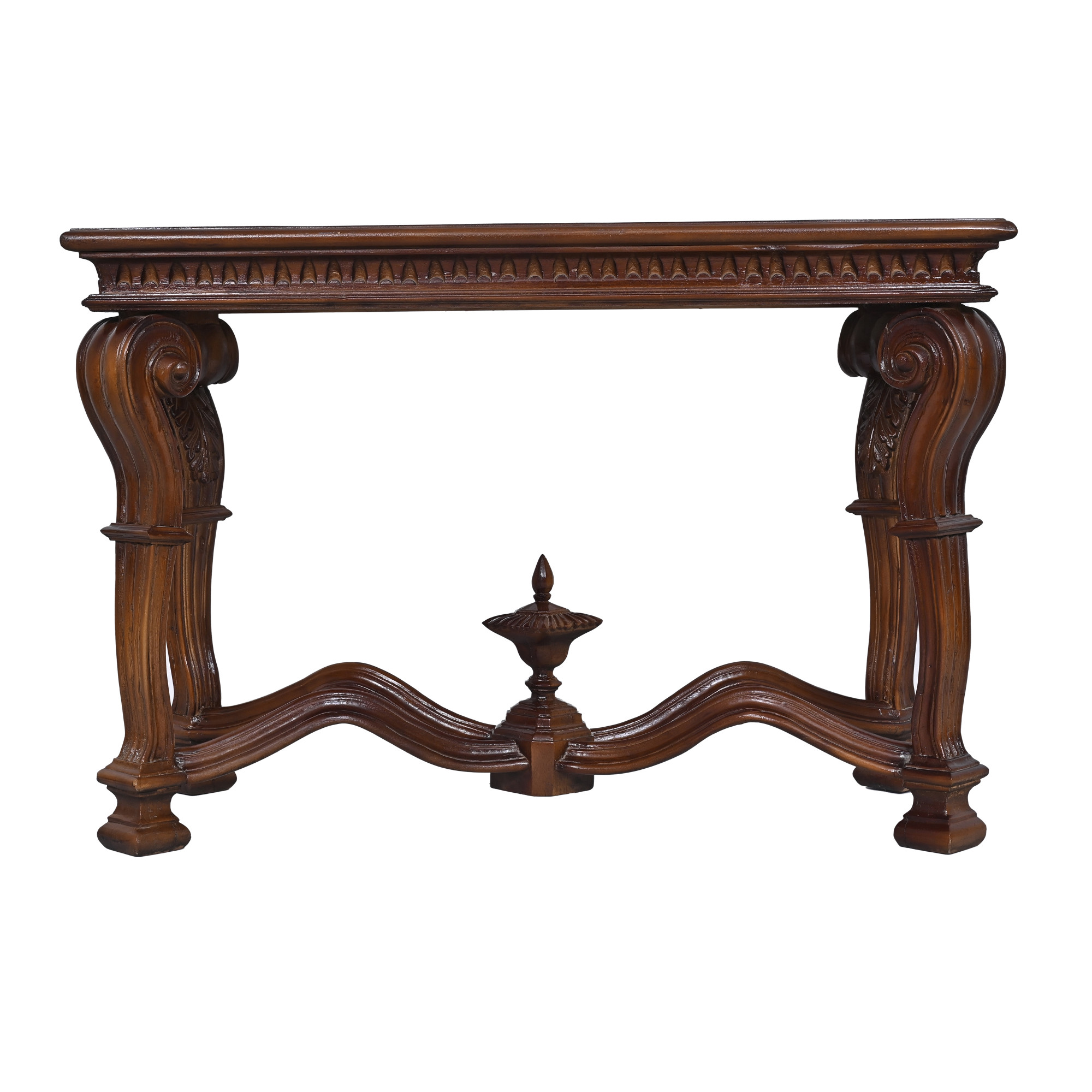 Acacia and black marble top console table