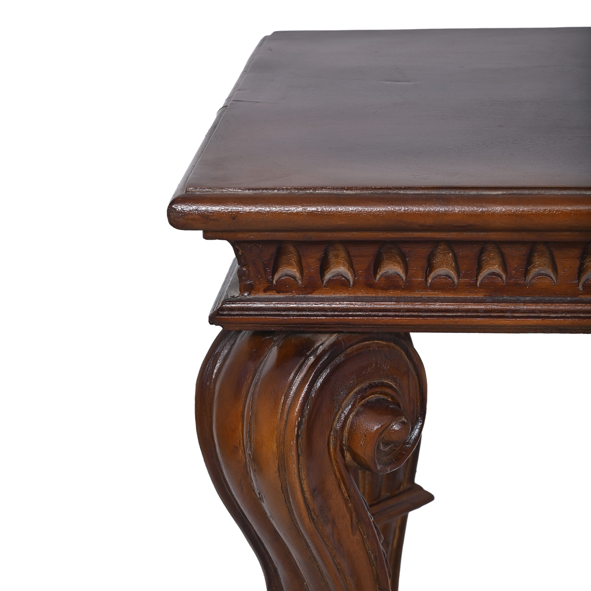 Acacia and black marble top console table