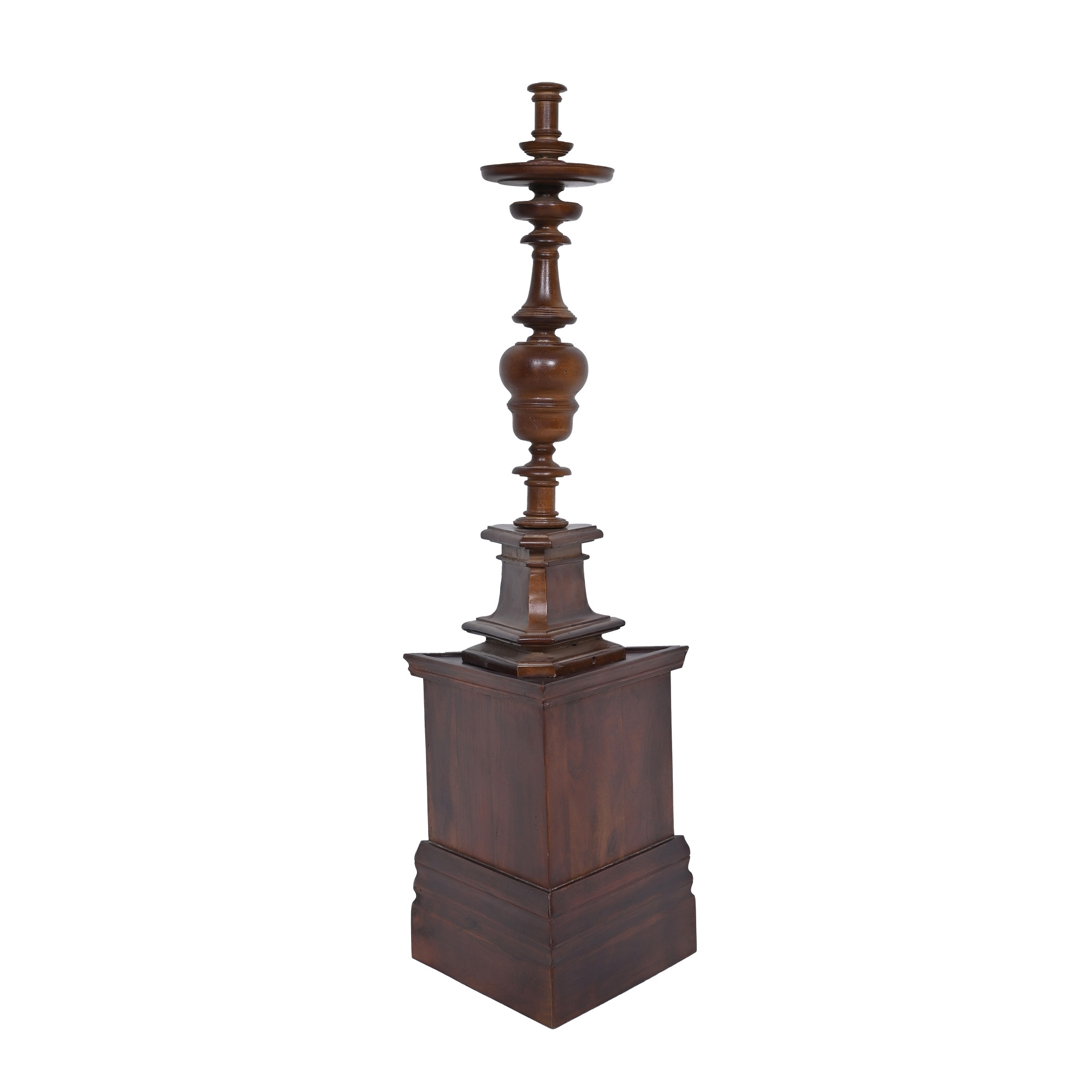 Stately wooden pedestal stand walnut