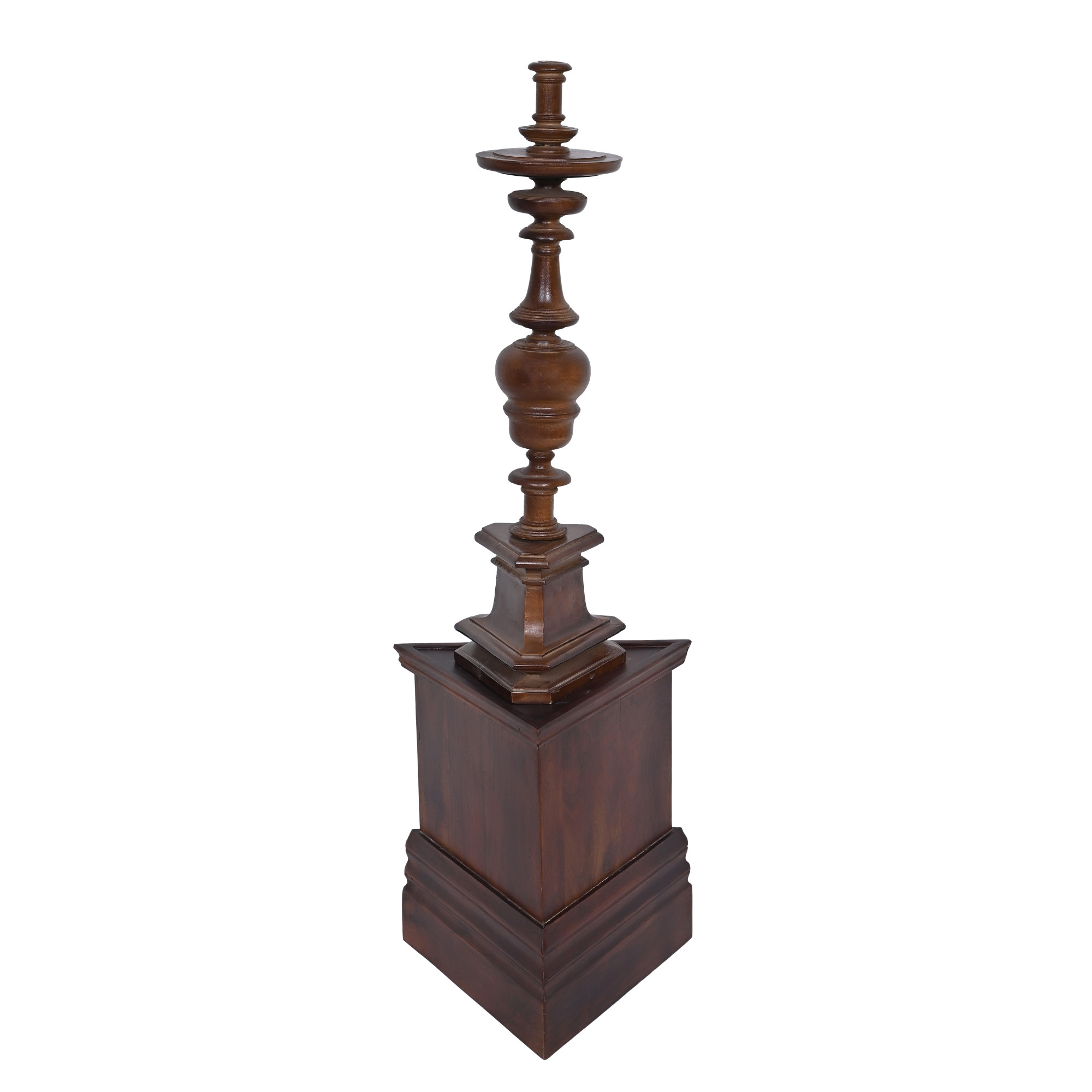 Stately wooden pedestal stand walnut