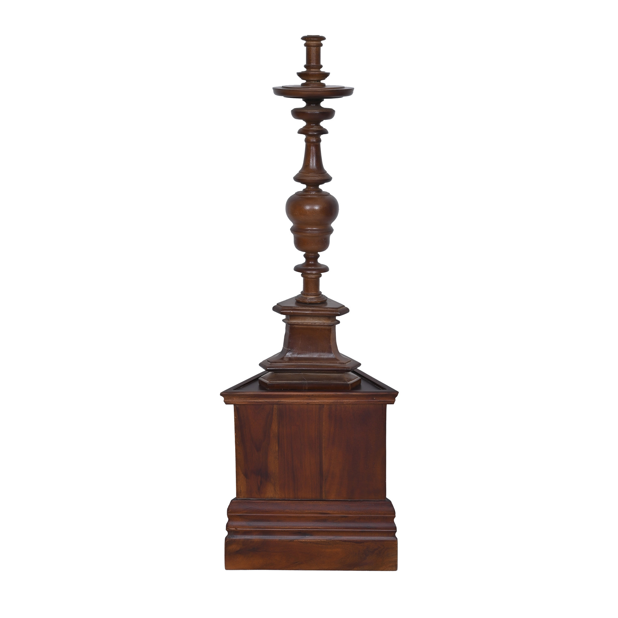 Stately wooden pedestal stand walnut