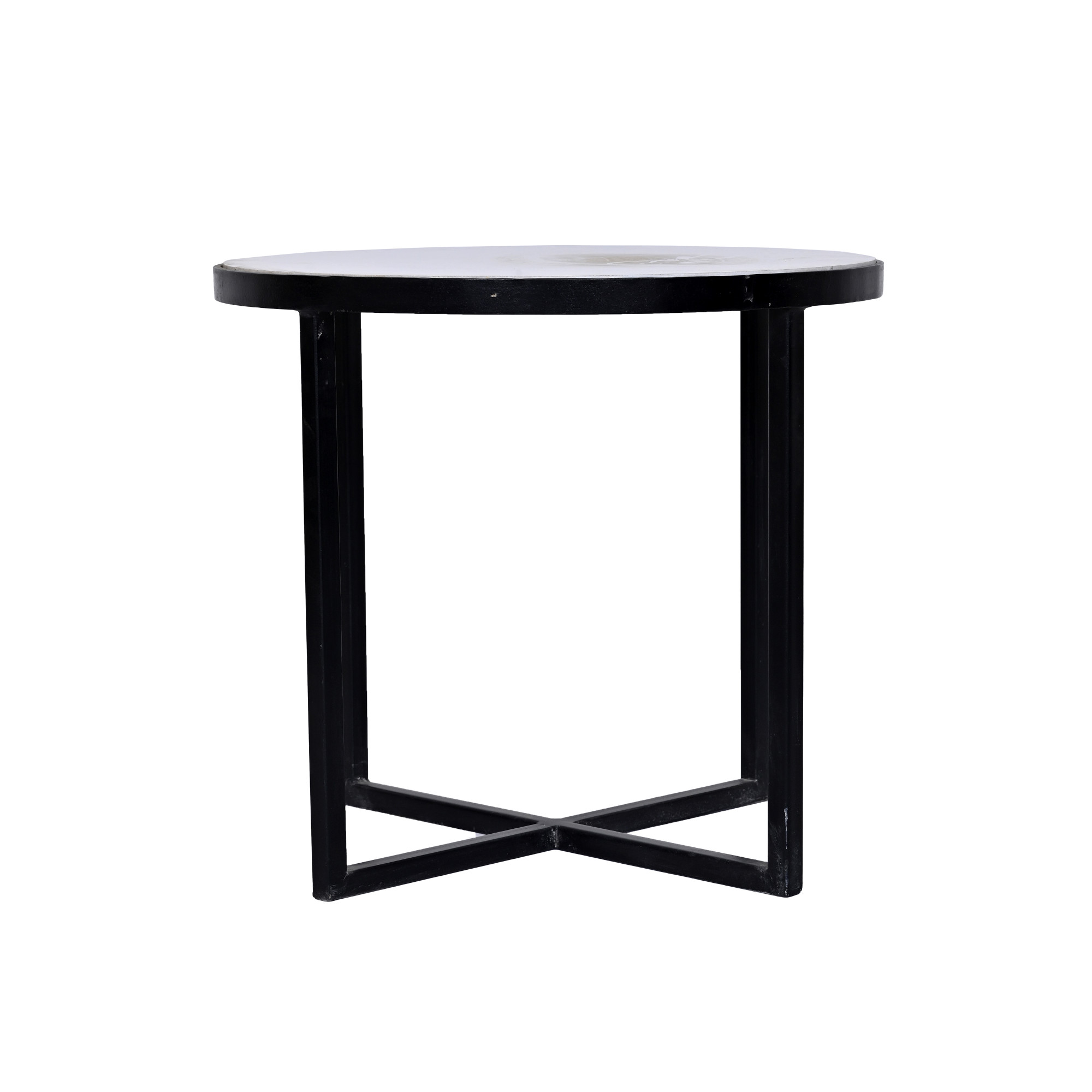 Black and white Iron side table