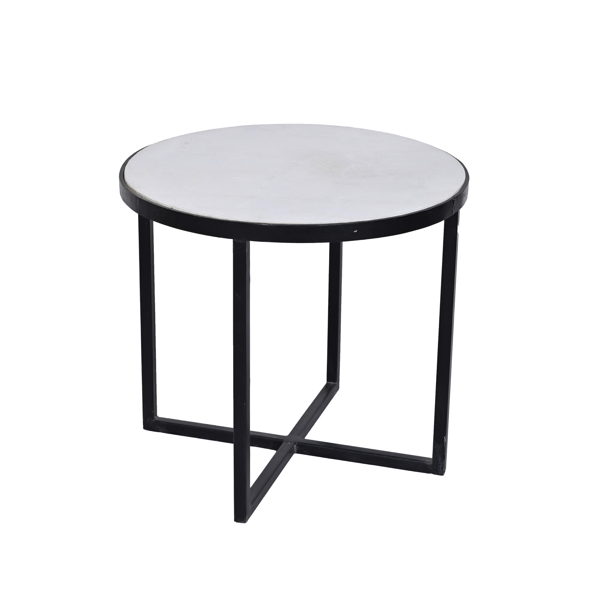 Black and white Iron side table